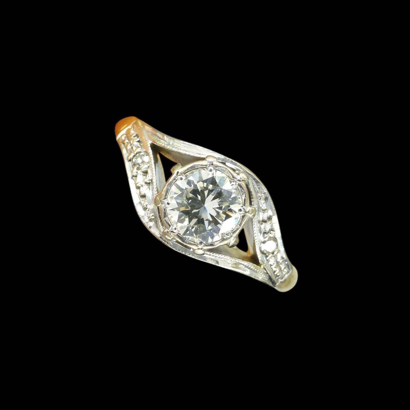 Vintage 18ct natural diamond solitaire ring 0.50ct c1930 ~ 1950's