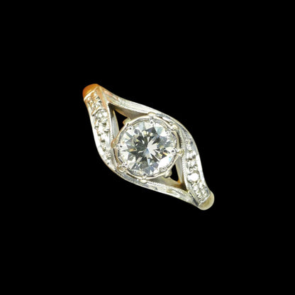 Vintage 18ct natural diamond solitaire ring 0.50ct c1930 ~ 1950's