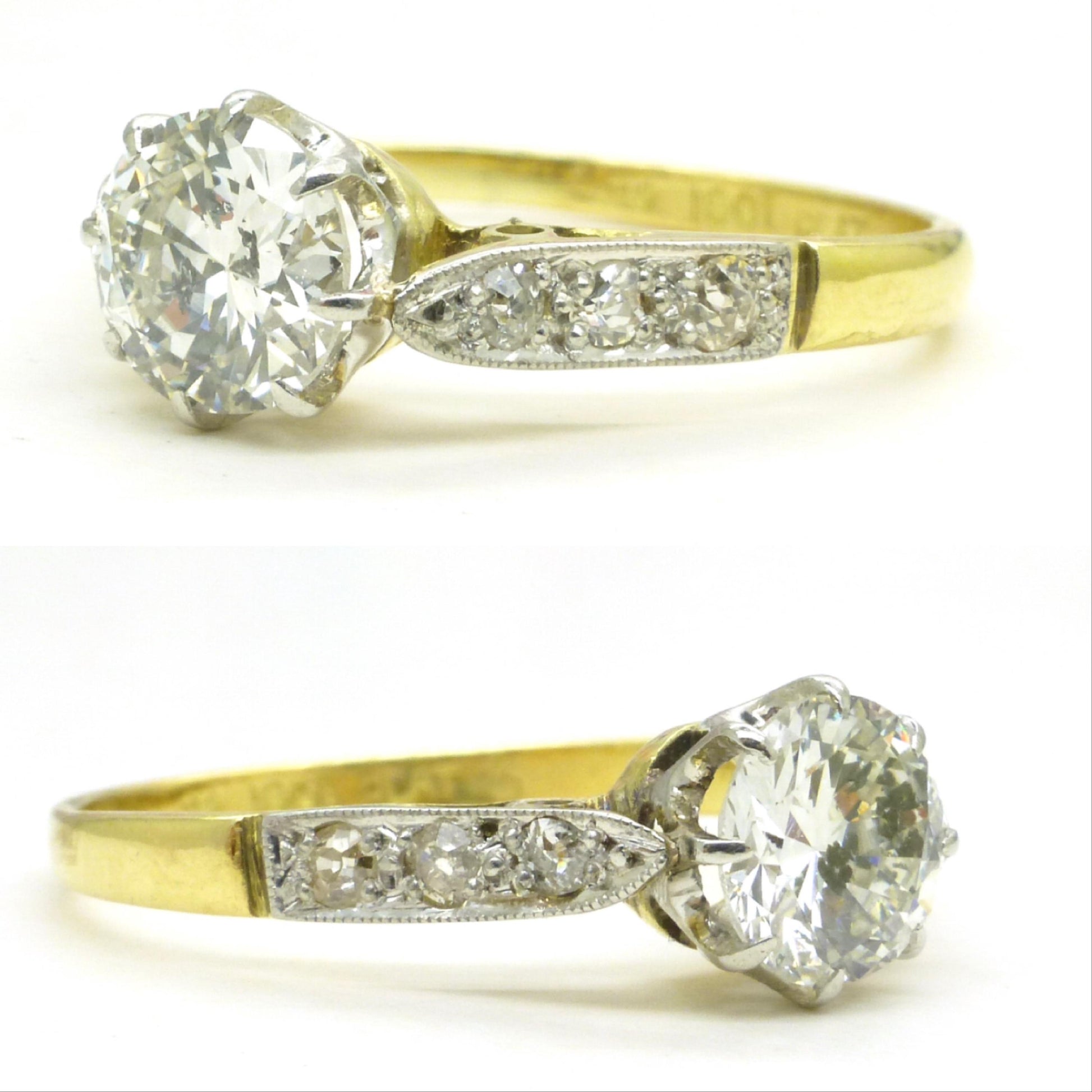 Vintage natural diamond 18ct gold & Platinum solitaire ring 0.78ct 1950's ~ Independent report.