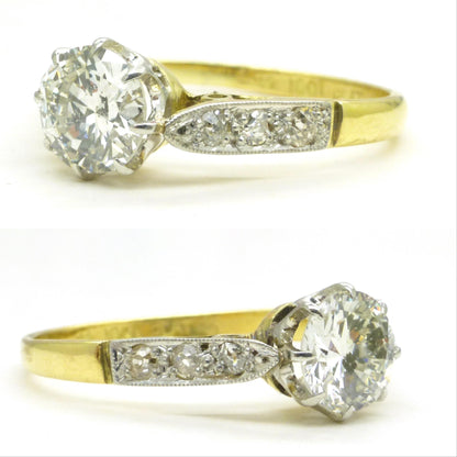 Vintage natural diamond 18ct gold & Platinum solitaire ring 0.78ct 1950's ~ Independent report.