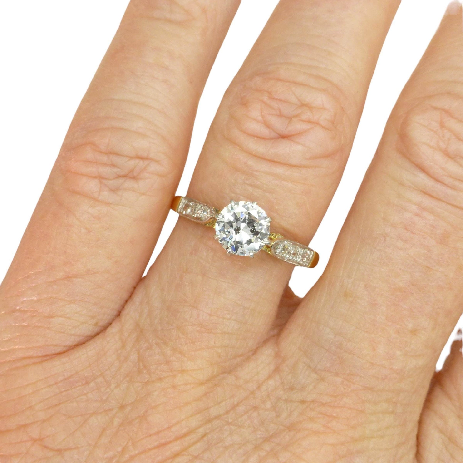 Vintage natural diamond 18ct gold & Platinum solitaire ring 0.78ct 1950's ~ Independent report.