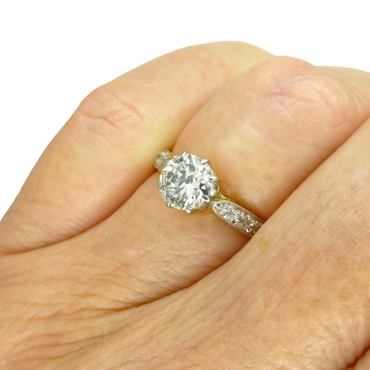 Vintage natural diamond 18ct gold & Platinum solitaire ring 0.78ct 1950's ~ Independent report.