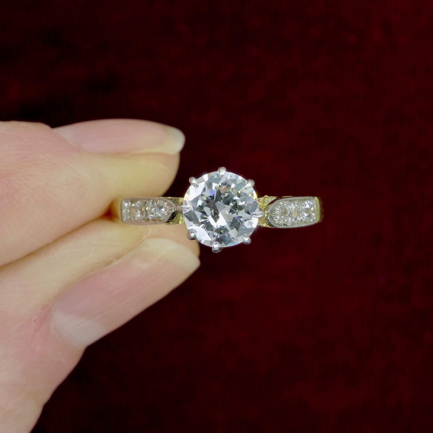 Vintage natural diamond 18ct gold & Platinum solitaire ring 0.78ct 1950's ~ Independent report.