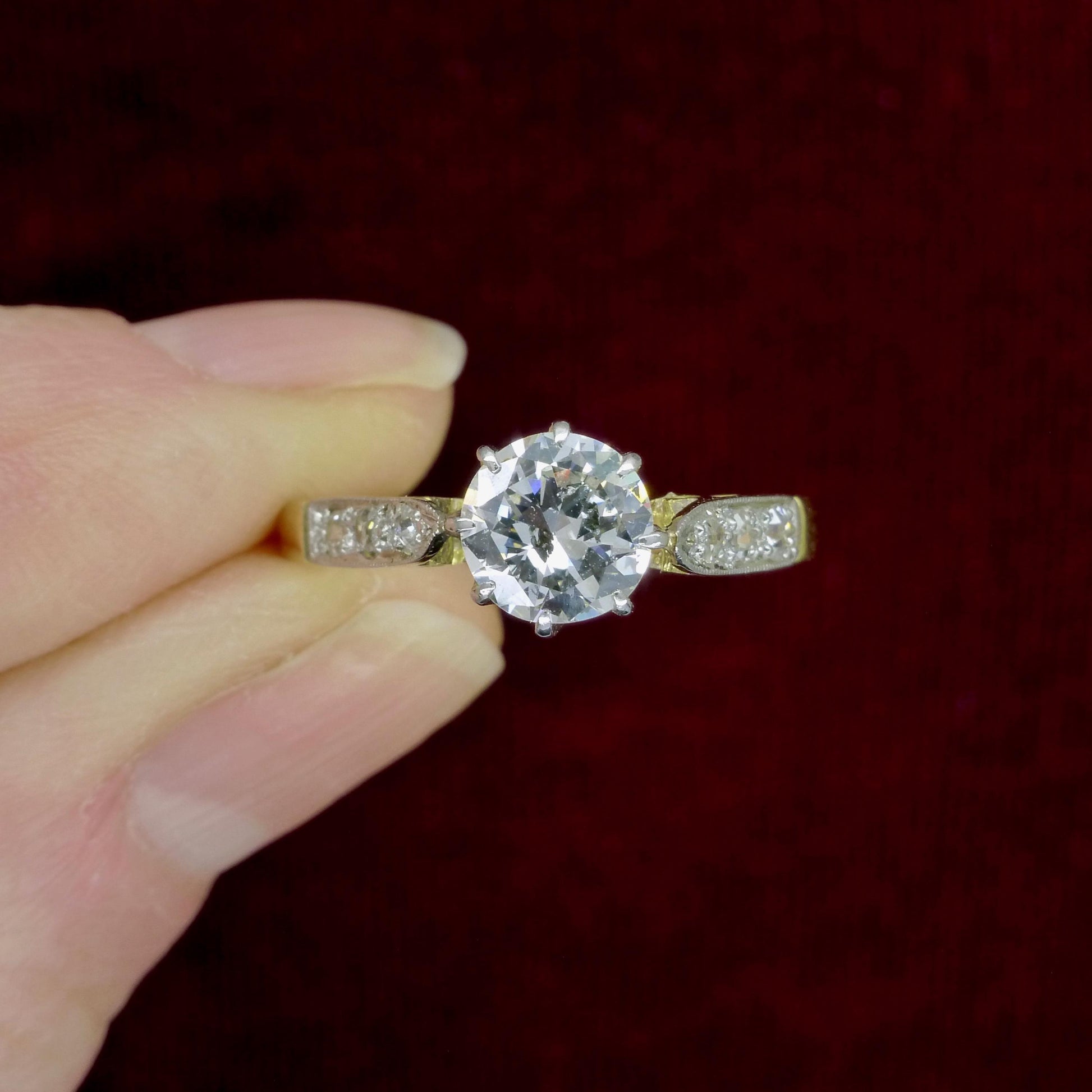 Vintage natural diamond 18ct gold & Platinum solitaire ring 0.78ct 1950's ~ Independent report.