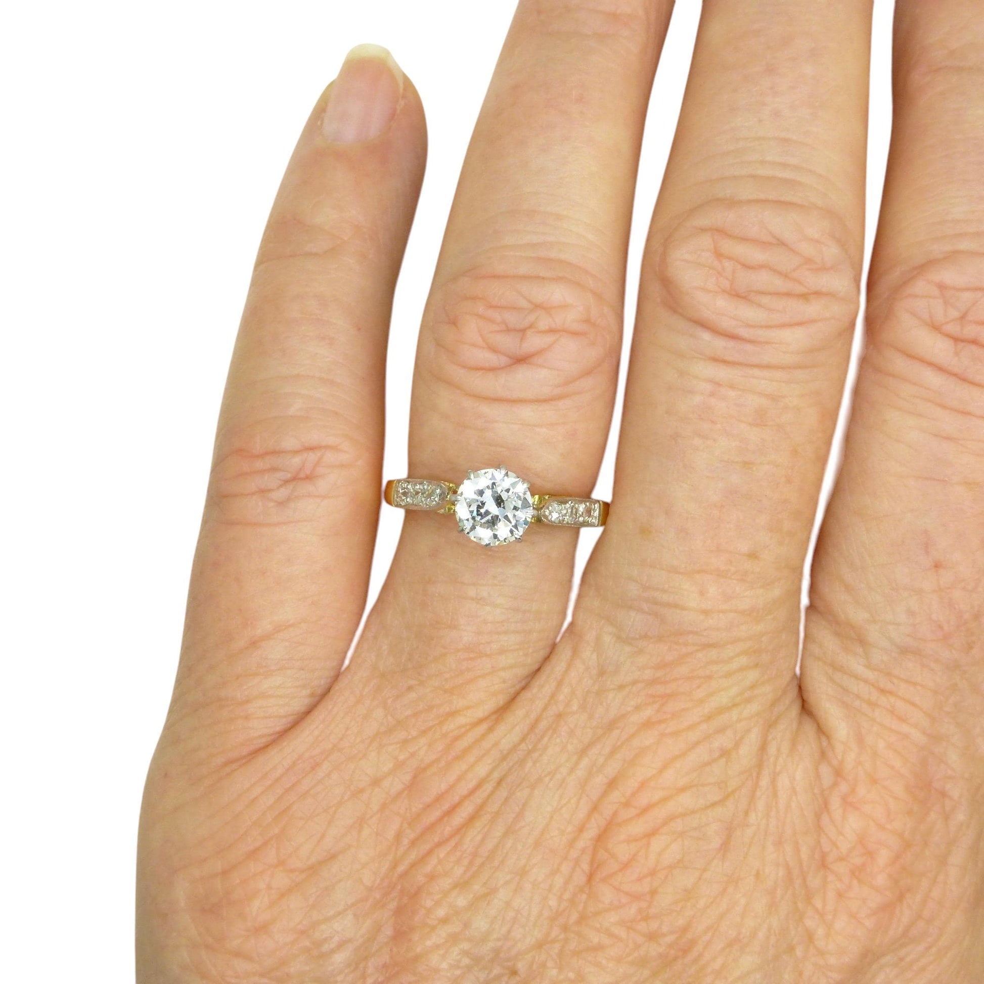 Vintage natural diamond 18ct gold & Platinum solitaire ring 0.78ct 1950's ~ Independent report.