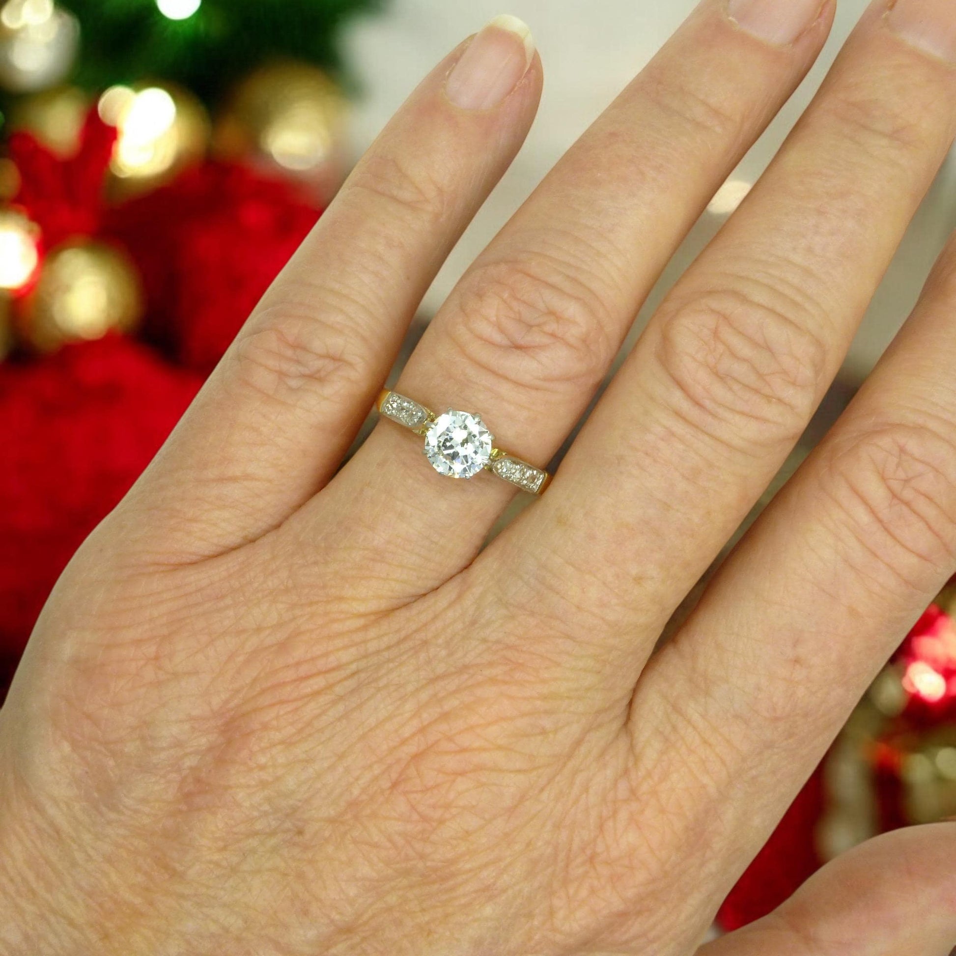 Vintage natural diamond 18ct gold & Platinum solitaire ring 0.78ct 1950's ~ Independent report.