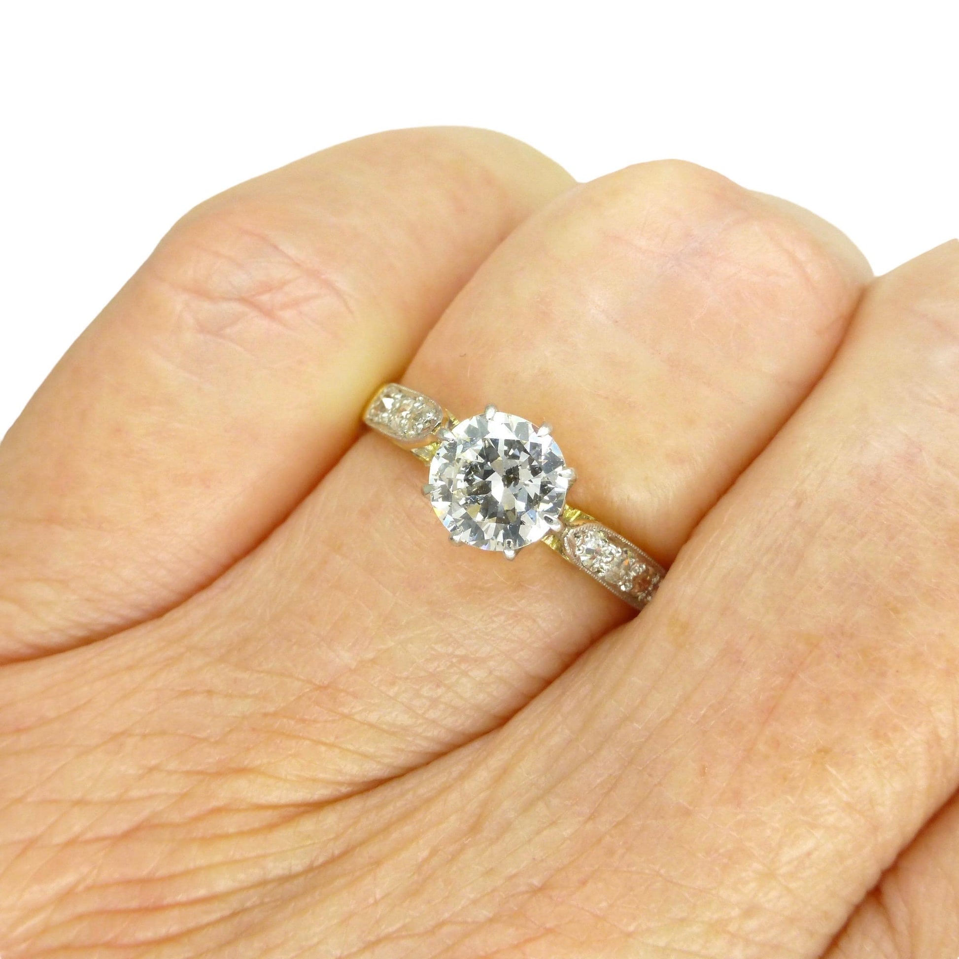 Vintage natural diamond 18ct gold & Platinum solitaire ring 0.78ct 1950's ~ Independent report.