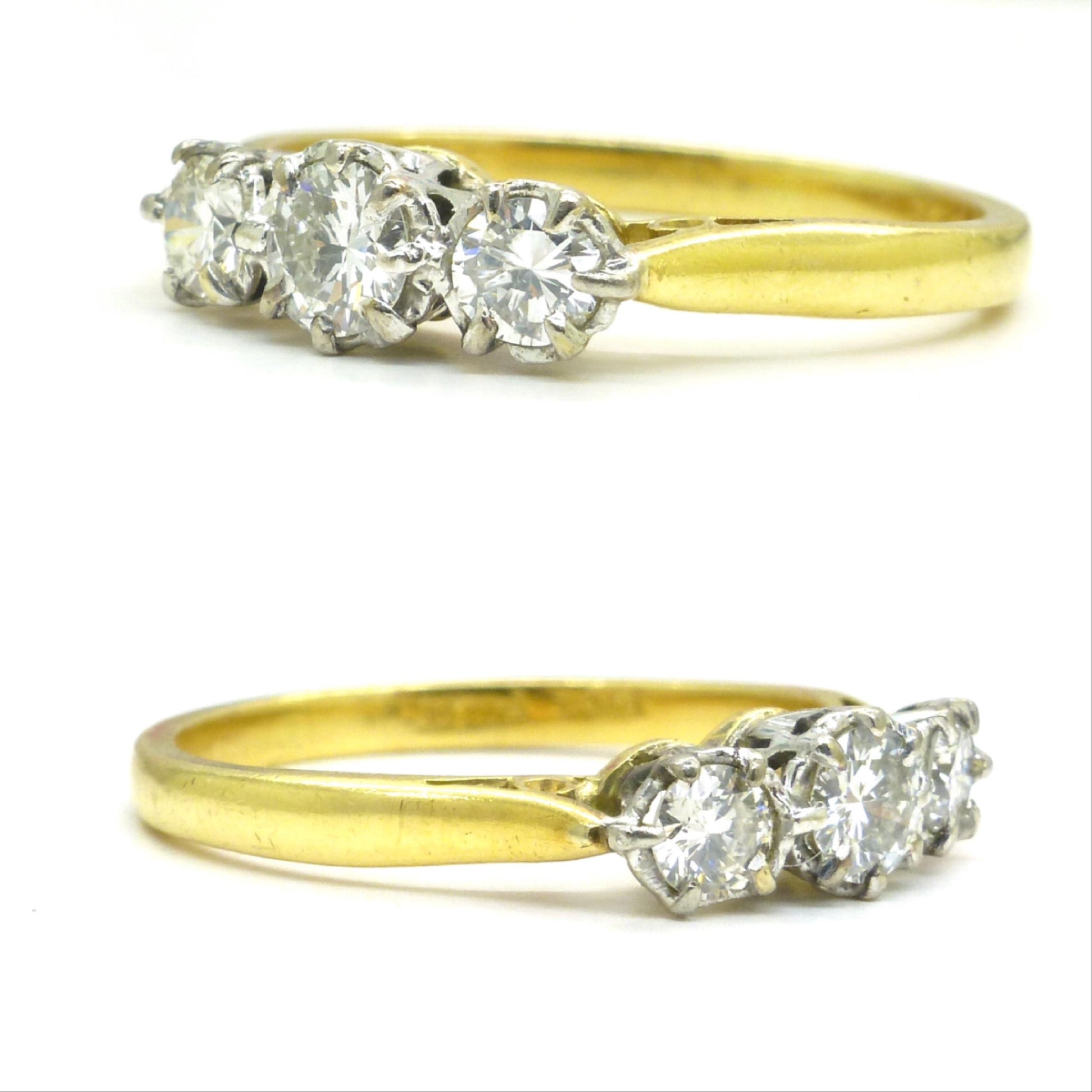 Vintage natural diamond three stone trilogy ring 18ct & Platinum 0.40ct