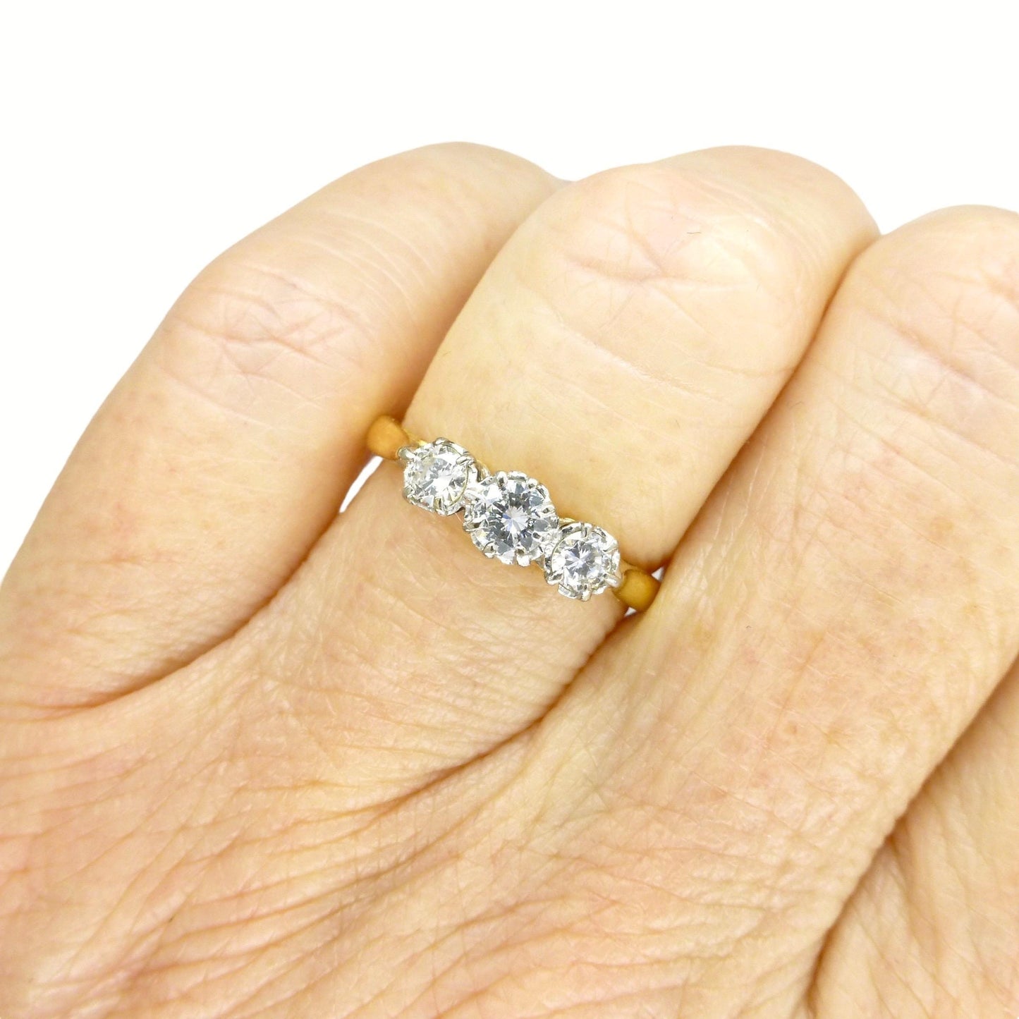 Vintage natural diamond three stone trilogy ring 18ct & Platinum 0.40ct