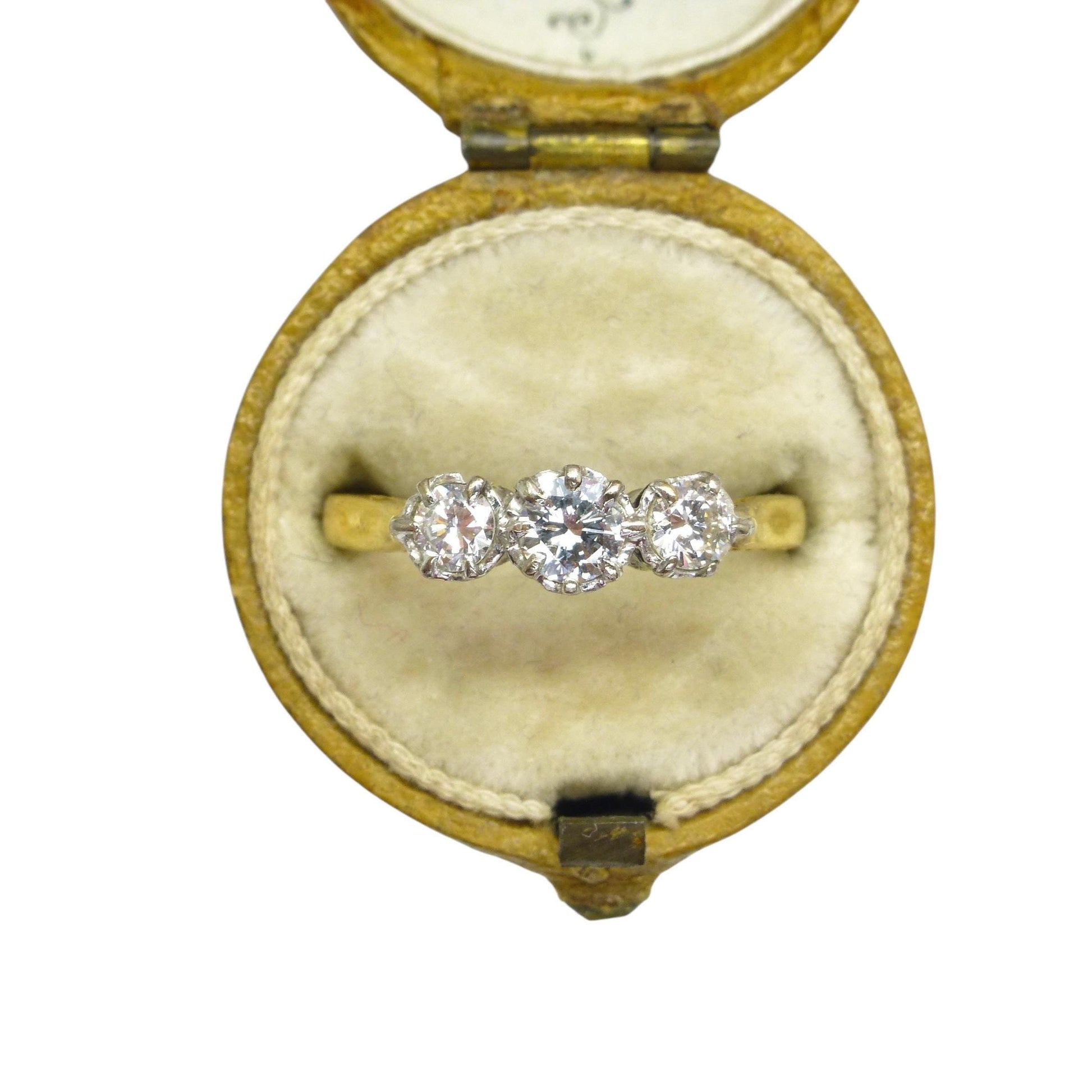 Vintage natural diamond three stone trilogy ring 18ct & Platinum 0.40ct