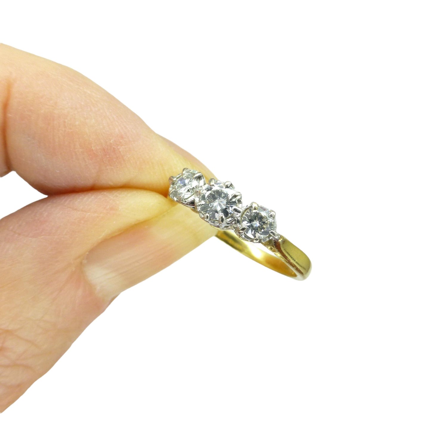 Vintage natural diamond three stone trilogy ring 18ct & Platinum 0.40ct
