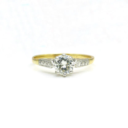 Vintage 18ct natural diamond solitaire ring 0.56ct - Mid 20th Century c1950's