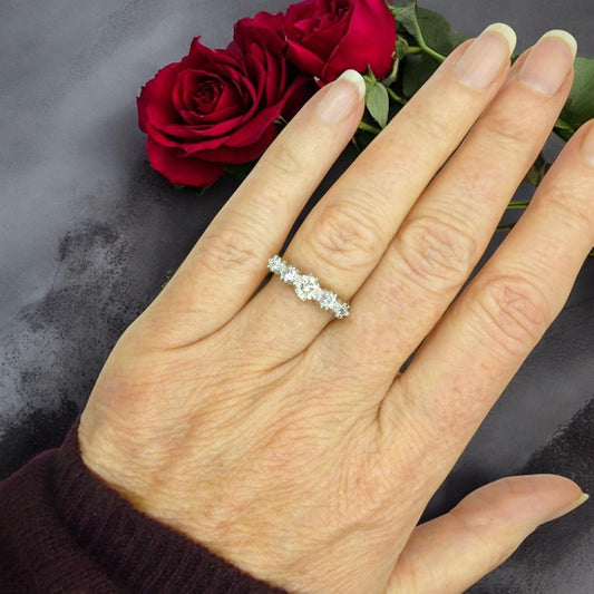 Vintage 18ct & Platinum natural old cut diamond five stone ring 0.65ct