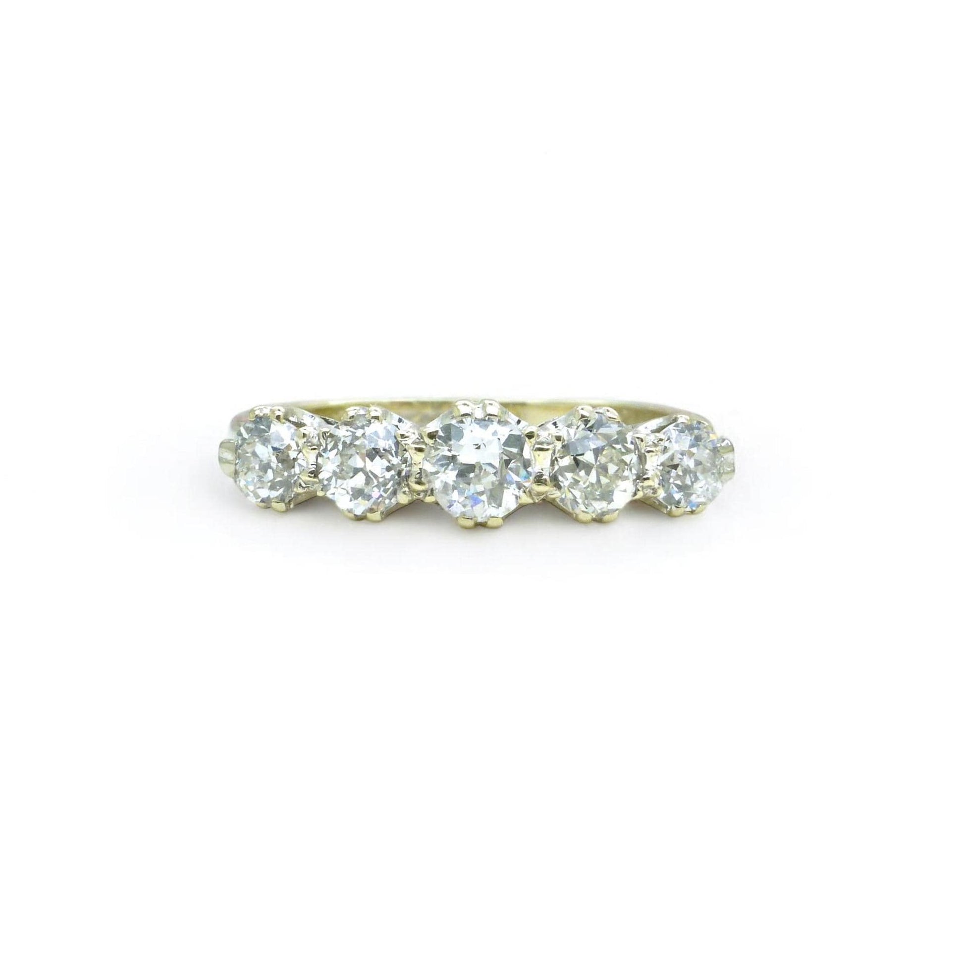 Antique 18ct white gold natural old cut diamond five stone ring 1920's 0.86ct ~ Independent valuation