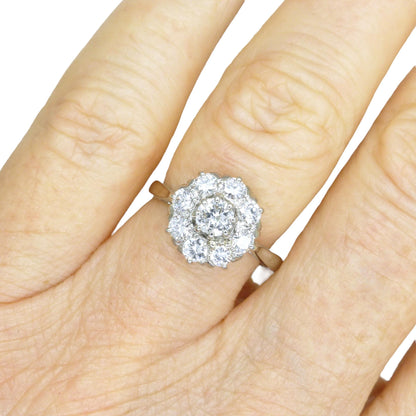 RESERVED* Vintage Platinum natural diamond cluster engagement ring 0.80 carat
