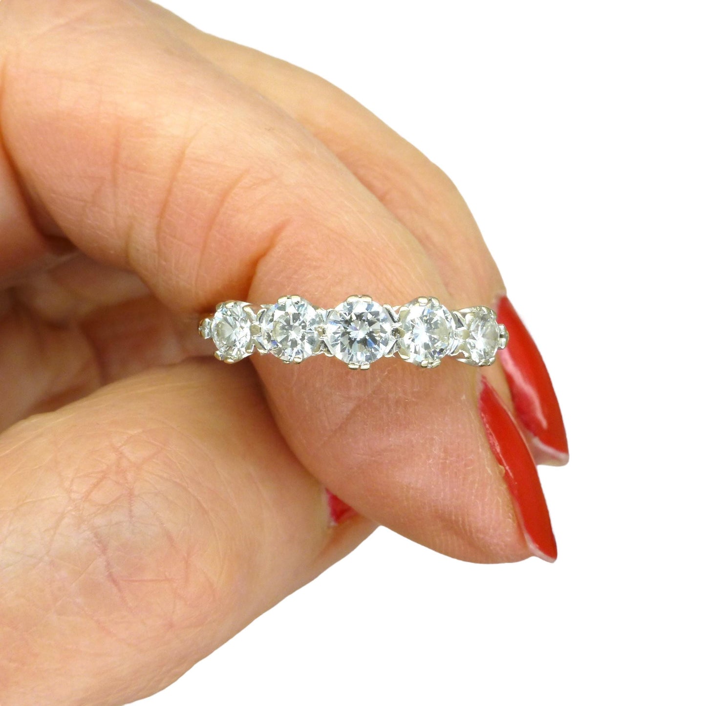 Vintage 18ct gold natural brilliant cut diamond five stone ring 0.75ct