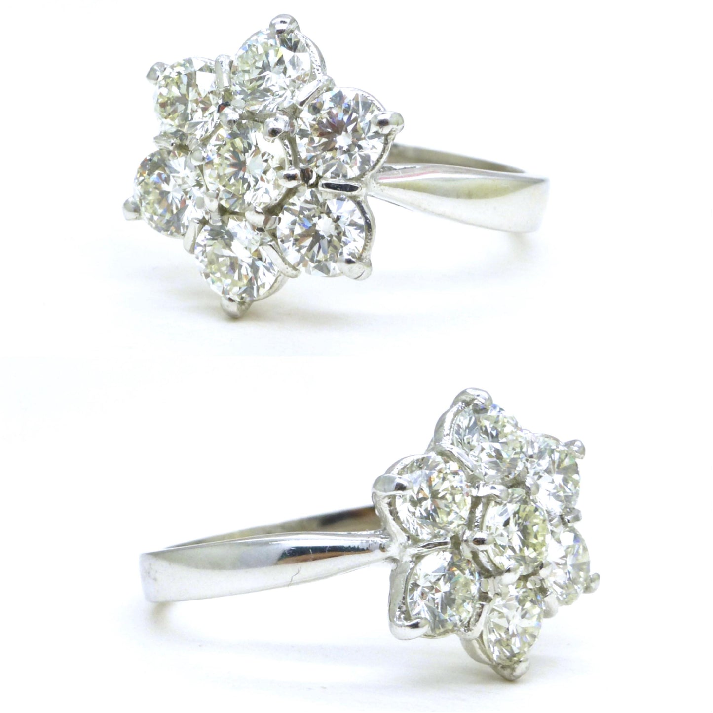Stunning vintage 18ct white gold diamond cluster ring 1.41 carat ~ Independent Valuation