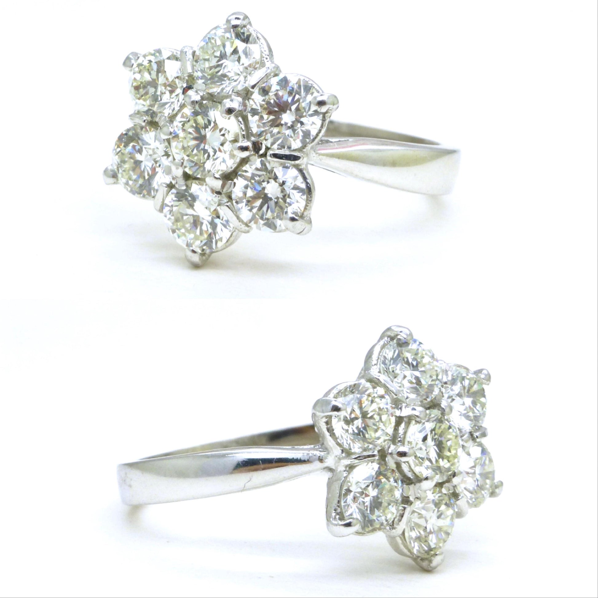 Stunning vintage 18ct white gold diamond cluster ring 1.41 carat ~ Independent Valuation