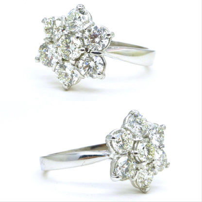 Stunning vintage 18ct white gold diamond cluster ring 1.41 carat ~ Independent Valuation