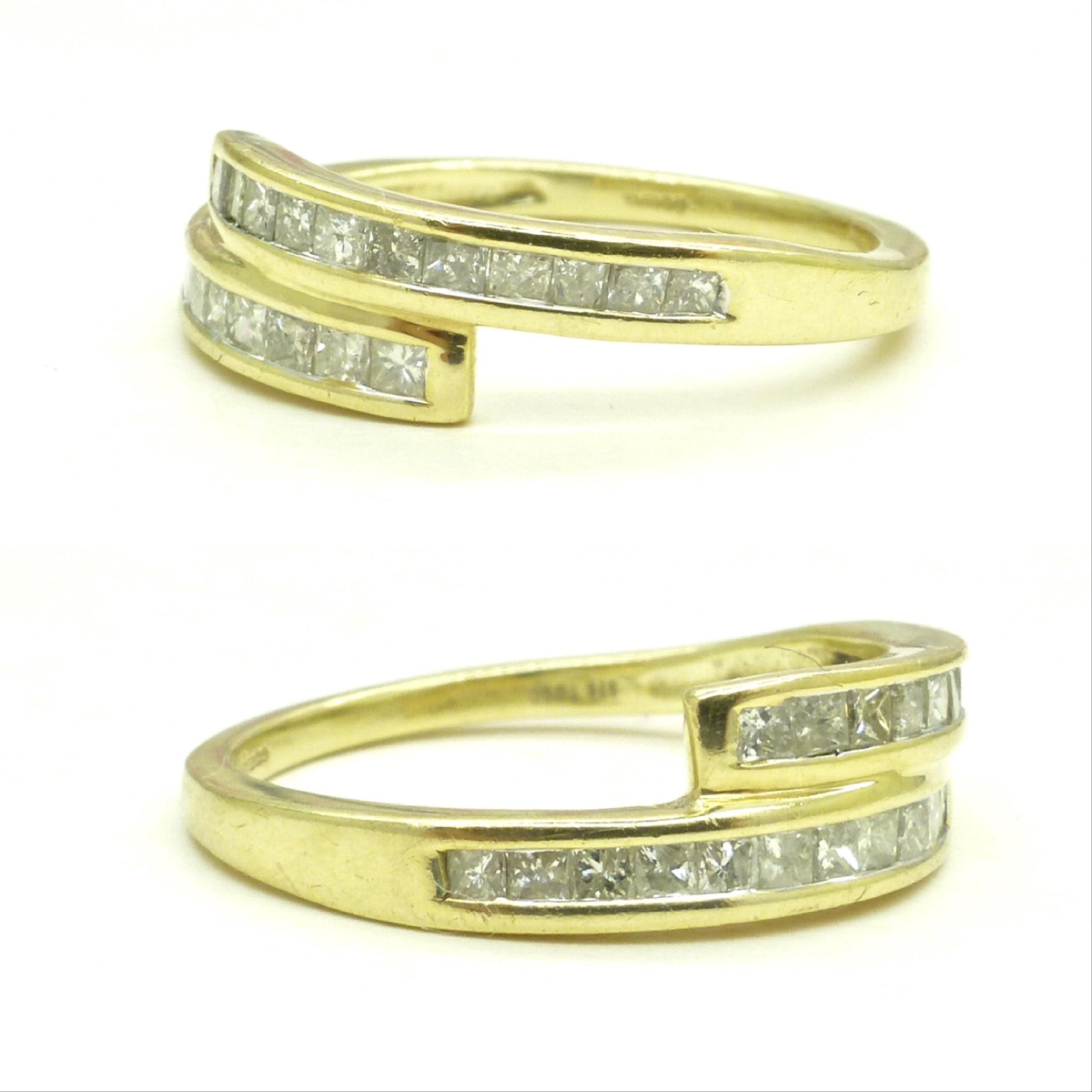 Vintage 9ct gold Princess cut natural Diamond half eternity ring 0.33ct ~ wedding band