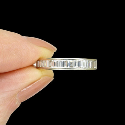 Vintage Baguette cut natural Diamond full hoop eternity wedding band 1.44ct - 18ct white gold - Independent valuation