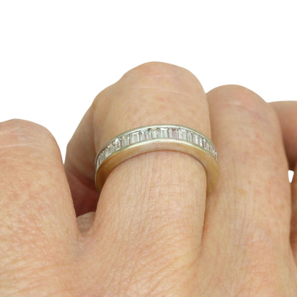 Vintage Baguette cut natural Diamond full hoop eternity wedding band 1.44ct - 18ct white gold - Independent valuation
