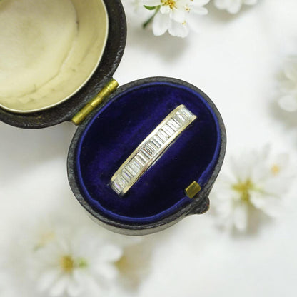 Vintage Baguette cut natural Diamond full hoop eternity wedding band 1.44ct - 18ct white gold - Independent valuation