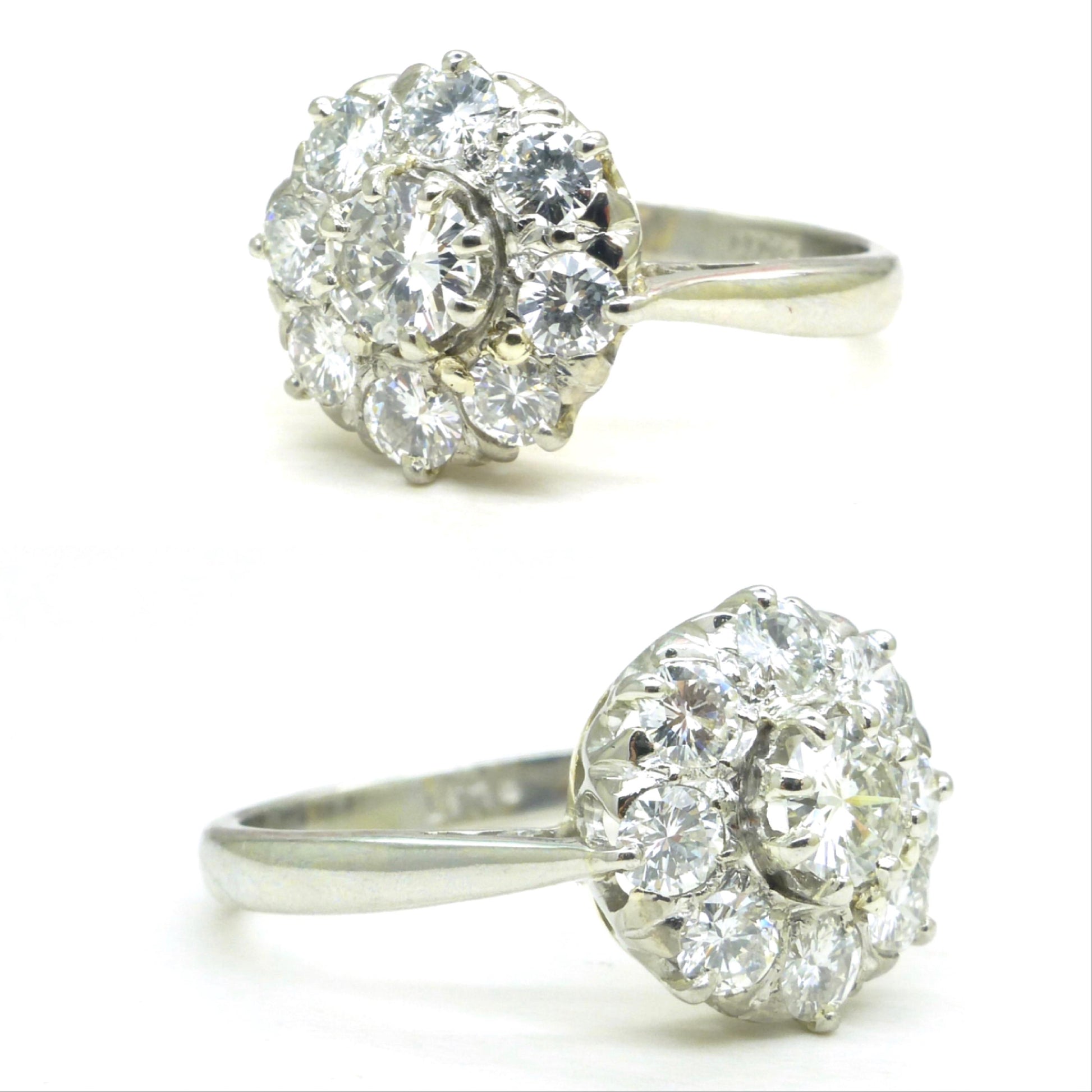 Vintage Platinum natural diamond cluster engagement ring 0.80 carat