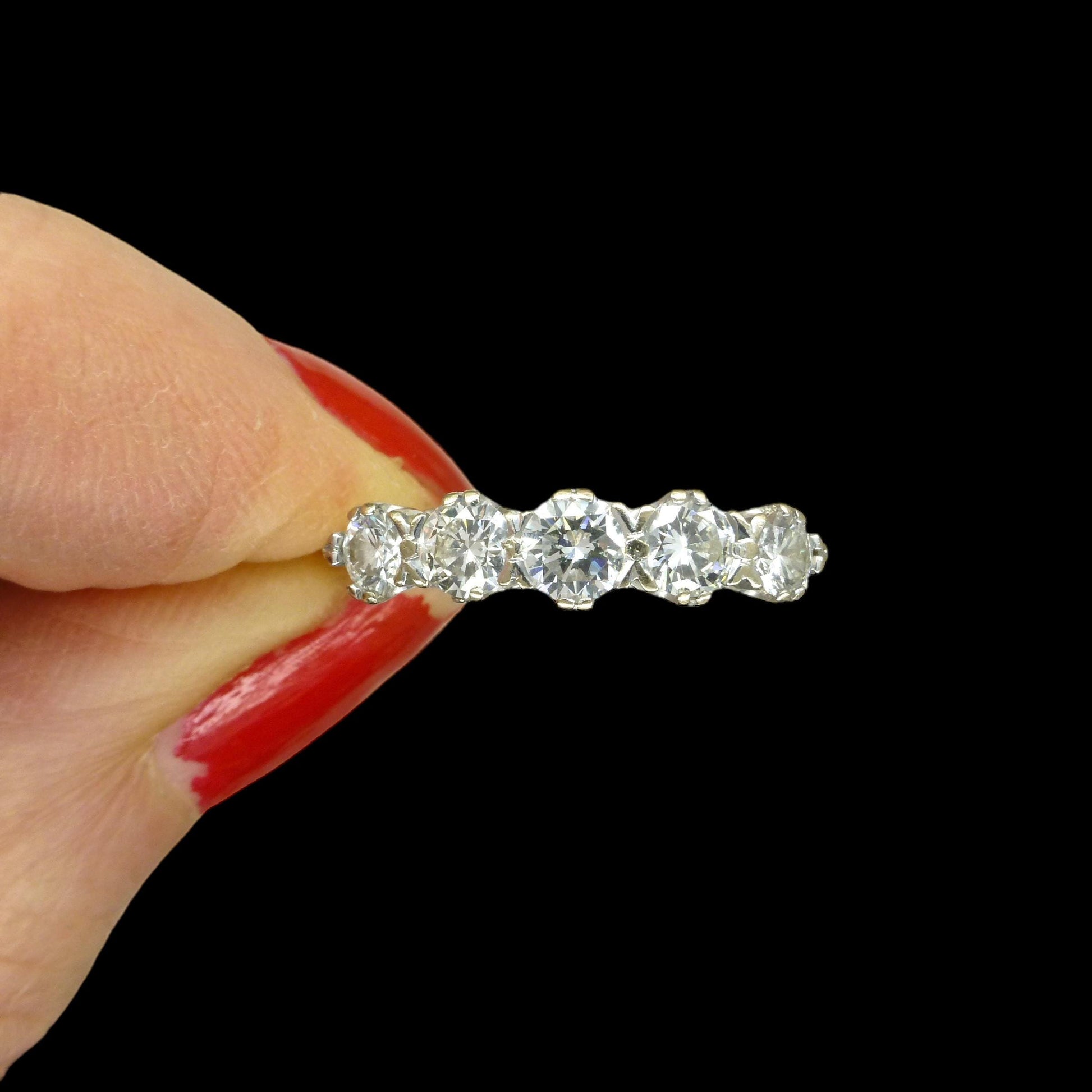 Vintage 18ct gold natural brilliant cut diamond five stone ring 0.75ct