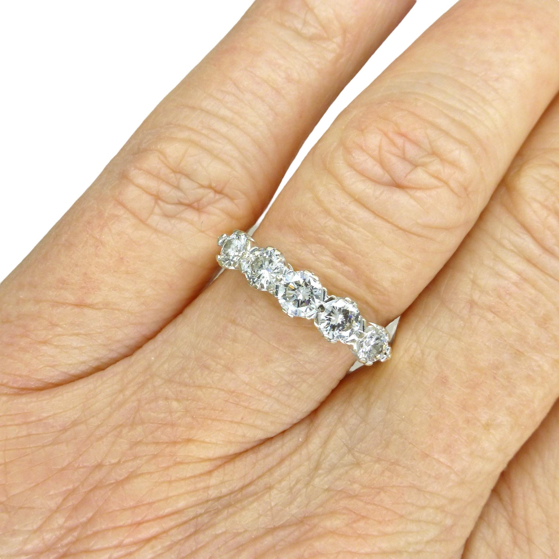 Vintage 18ct gold natural brilliant cut diamond five stone ring 0.75ct