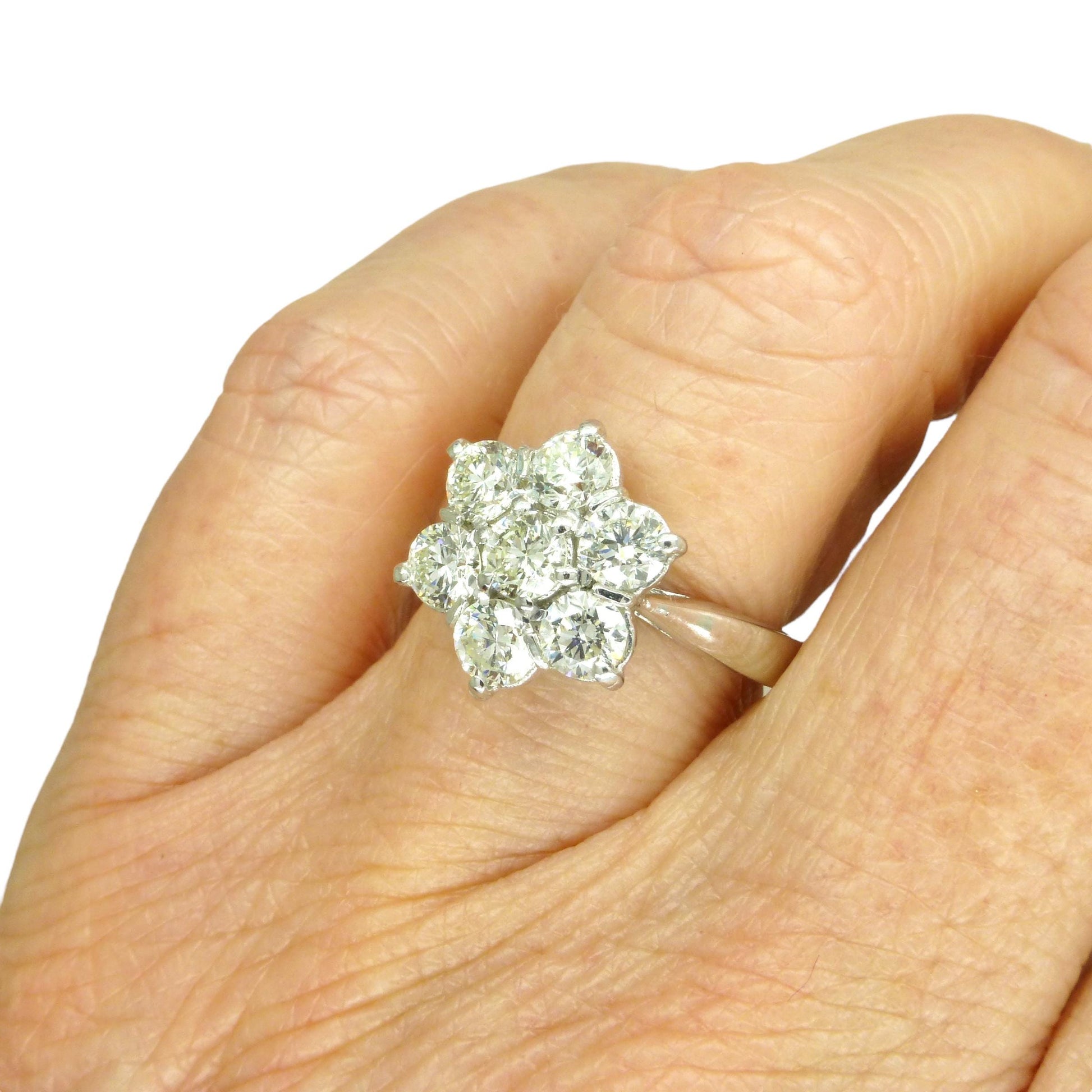 Stunning vintage 18ct white gold diamond cluster ring 1.41 carat ~ Independent Valuation