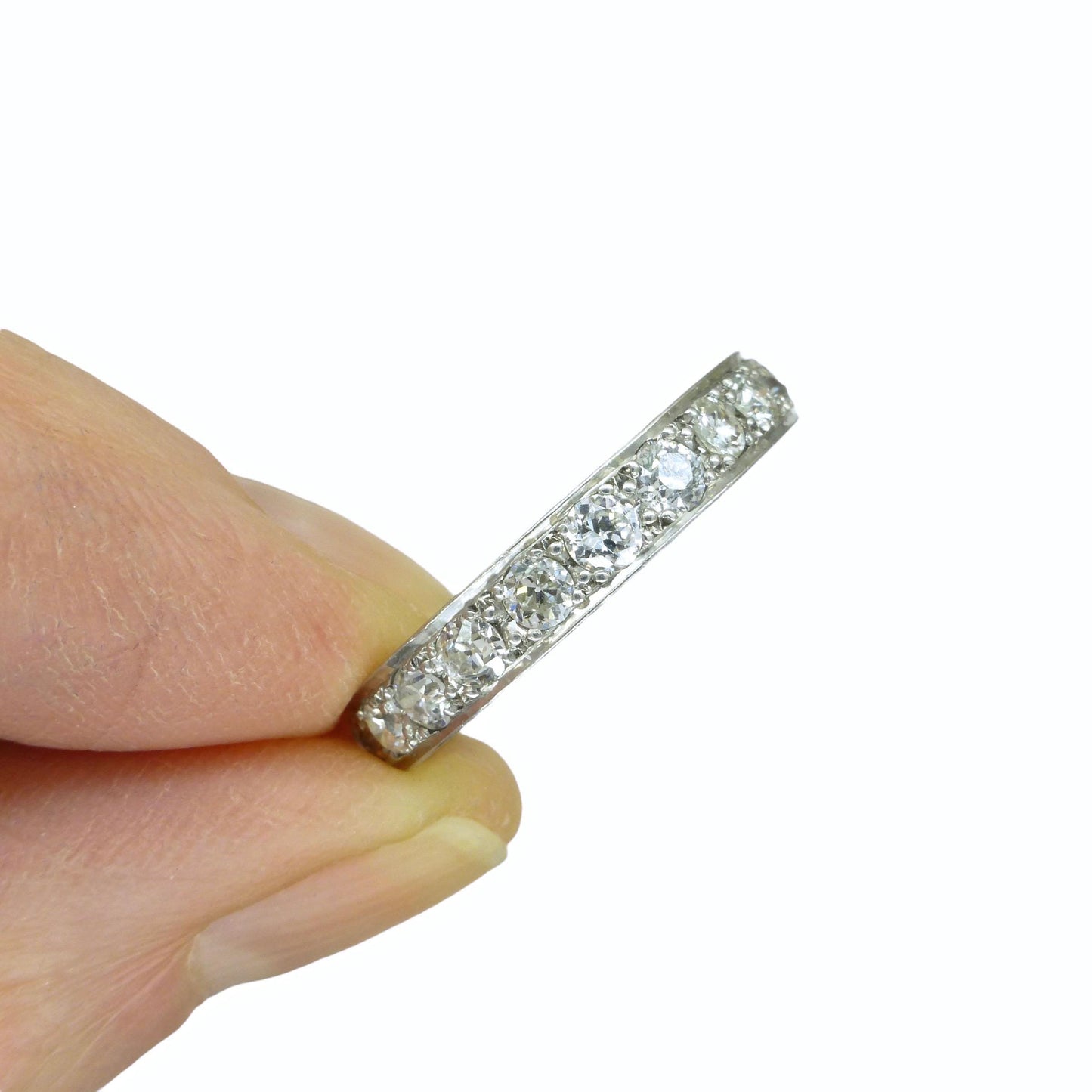 Art Deco old cut Diamond full hoop, engraved eternity wedding band 1.60ct - 1920's