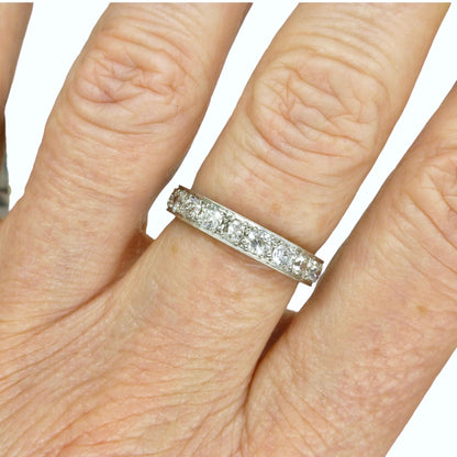 Art Deco old cut Diamond full hoop, engraved eternity wedding band 1.60ct - 1920's