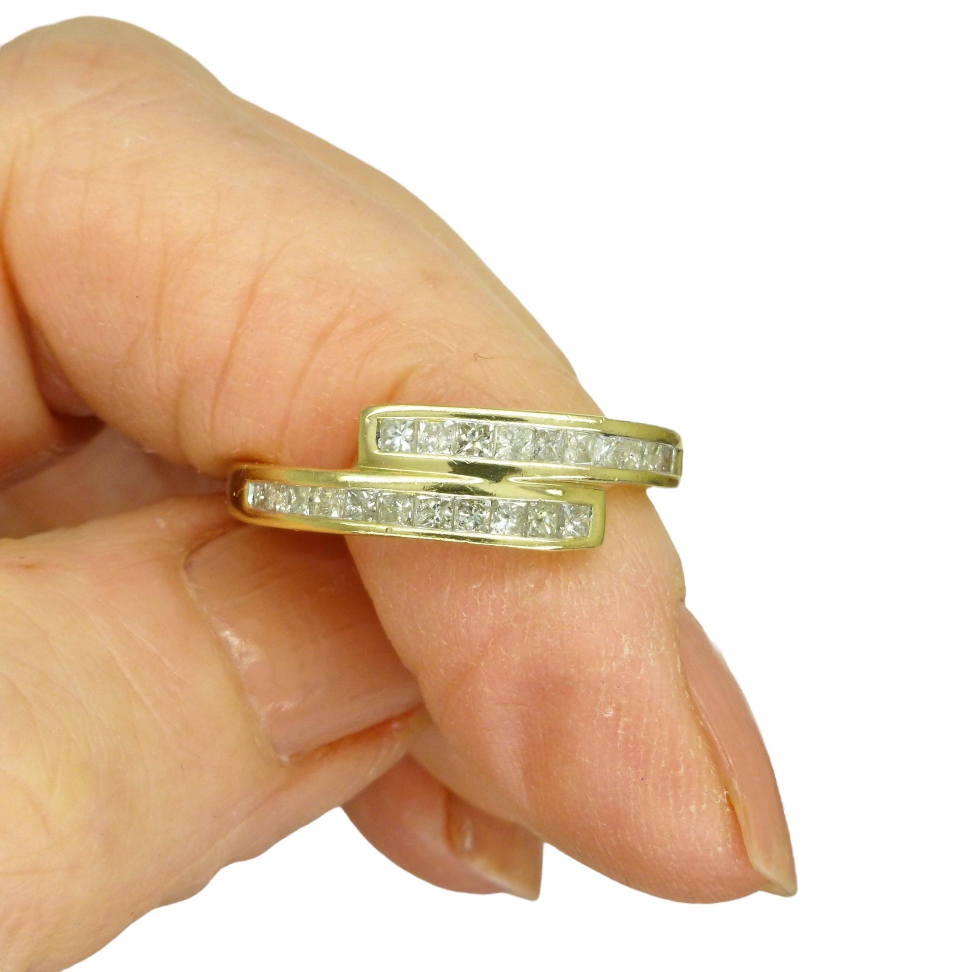 Vintage 9ct gold Princess cut natural Diamond half eternity ring 0.33ct ~ wedding band