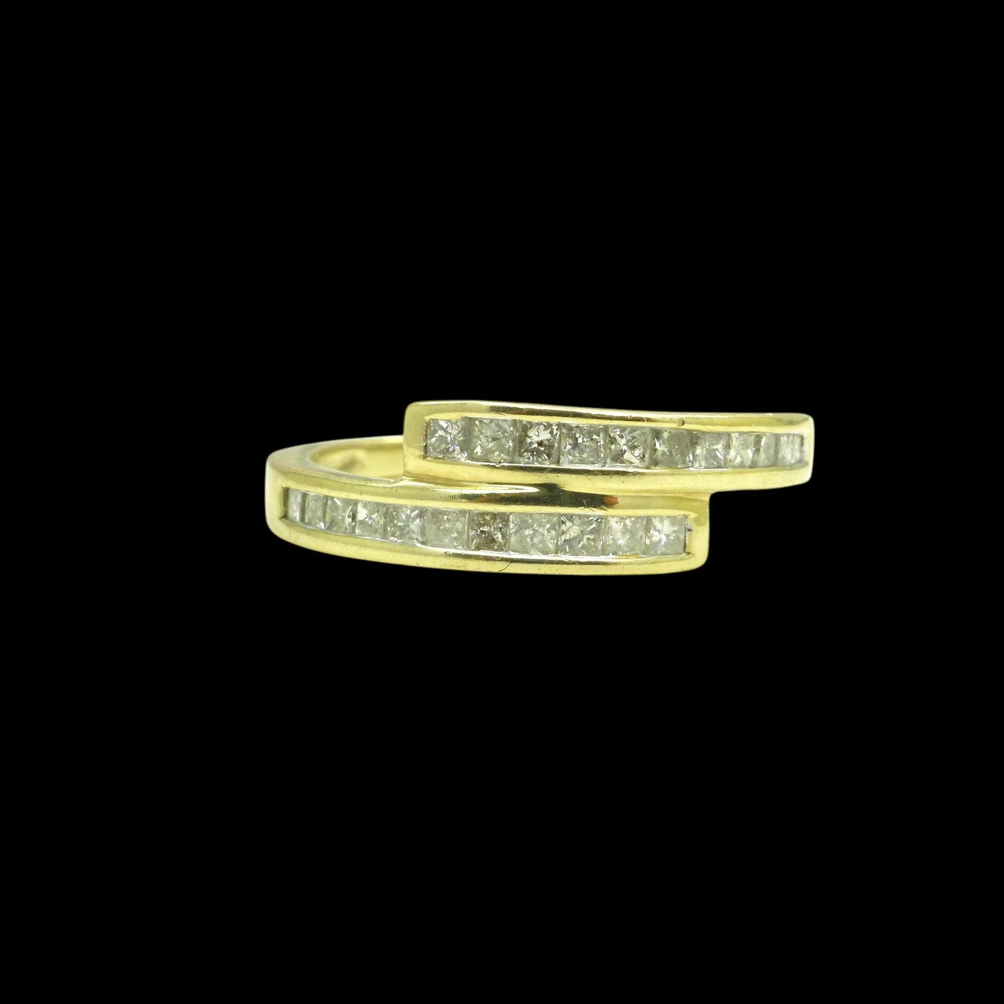 Vintage 9ct gold Princess cut natural Diamond half eternity ring 0.33ct ~ wedding band