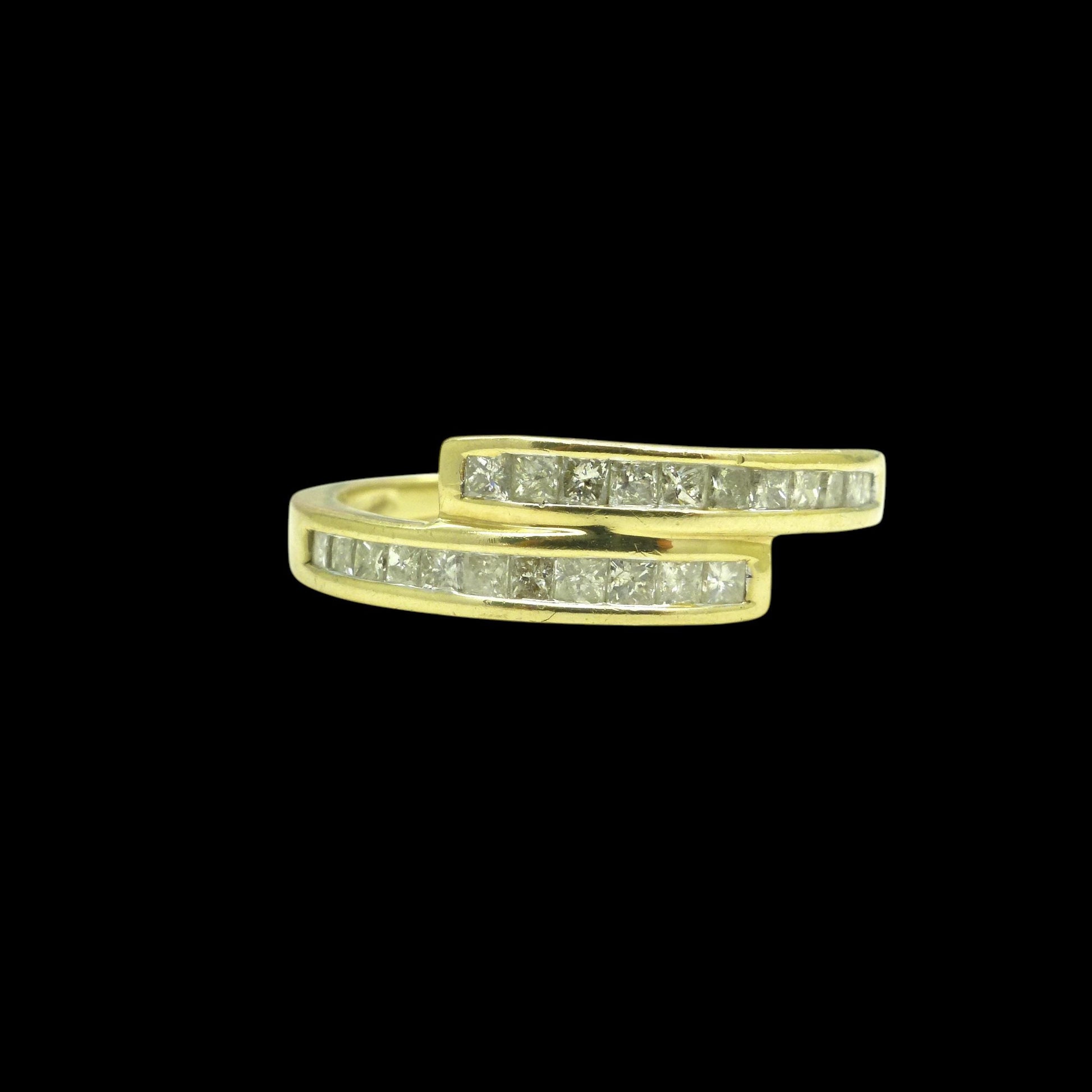 Vintage 9ct gold Princess cut natural Diamond half eternity ring 0.33ct ~ wedding band