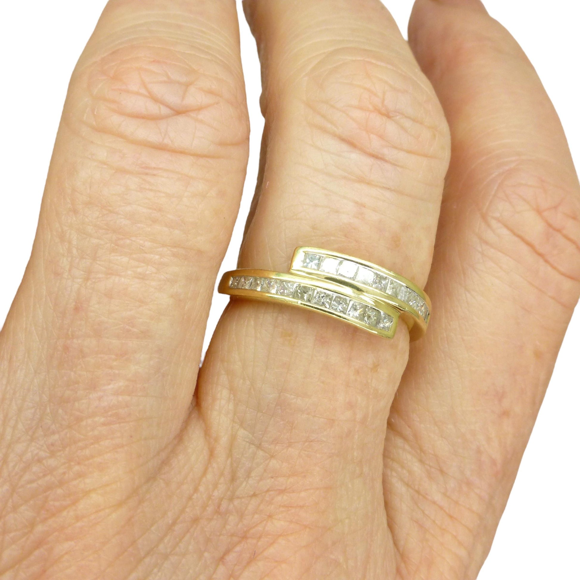 Vintage 9ct gold Princess cut natural Diamond half eternity ring 0.33ct ~ wedding band