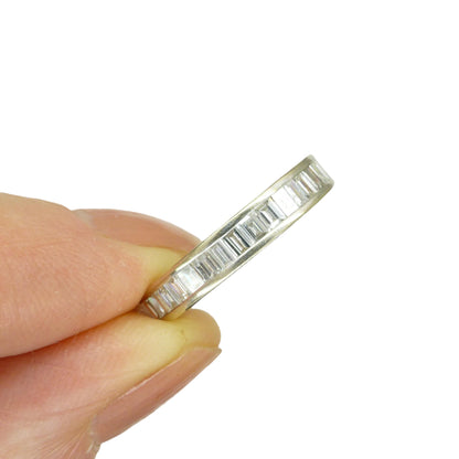 Vintage Baguette cut natural Diamond full hoop eternity wedding band 1.44ct - 18ct white gold - Independent valuation
