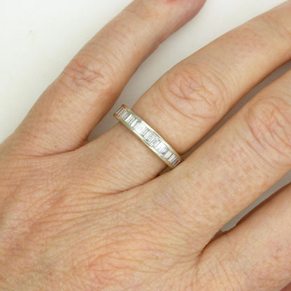 Vintage Baguette cut natural Diamond full hoop eternity wedding band 1.44ct - 18ct white gold - Independent valuation