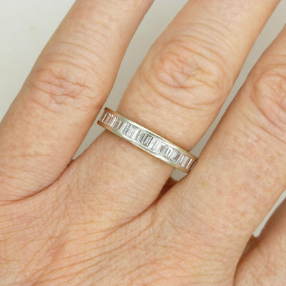 Vintage Baguette cut natural Diamond full hoop eternity wedding band 1.44ct - 18ct white gold - Independent valuation