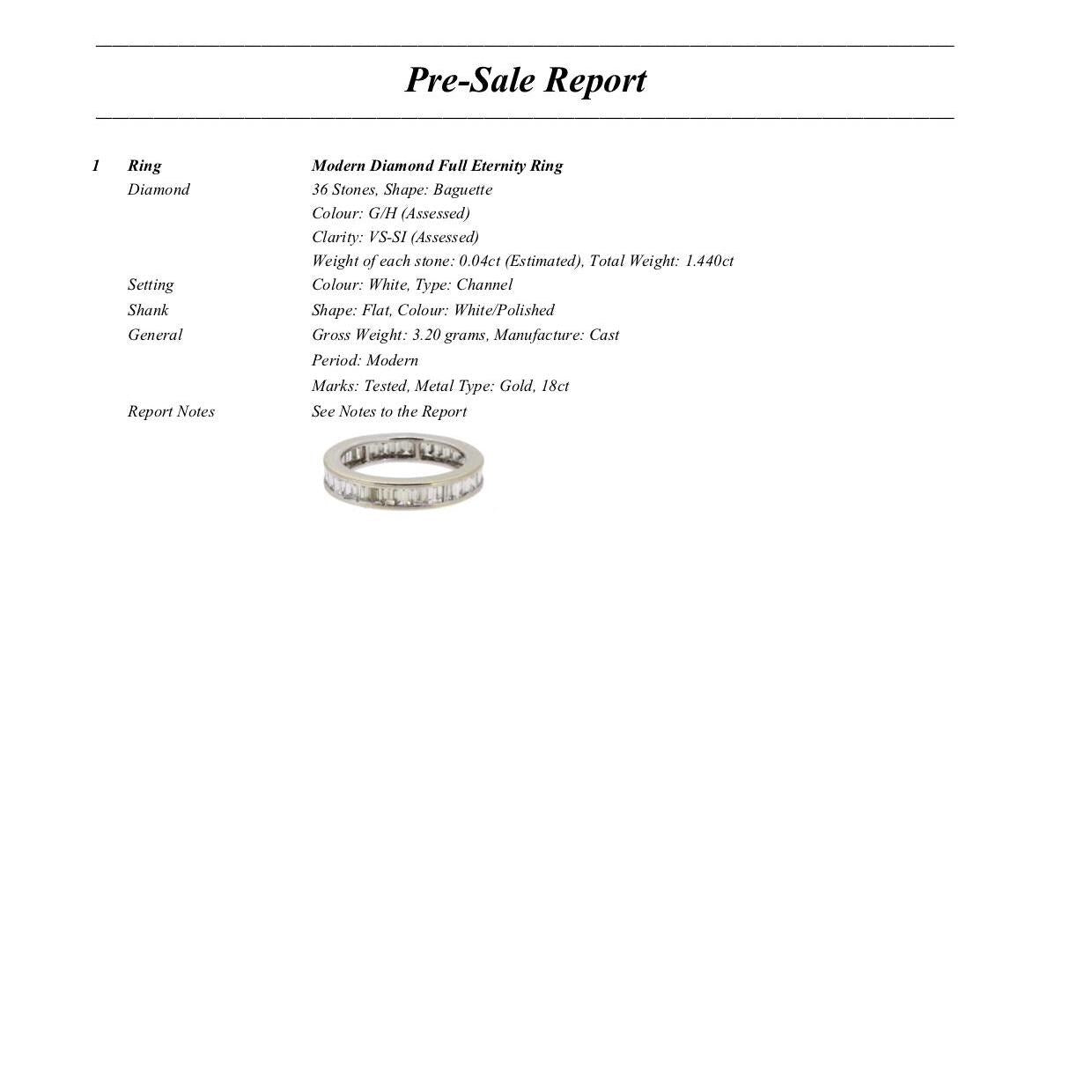 Vintage Baguette cut natural Diamond full hoop eternity wedding band 1.44ct - 18ct white gold - Independent valuation