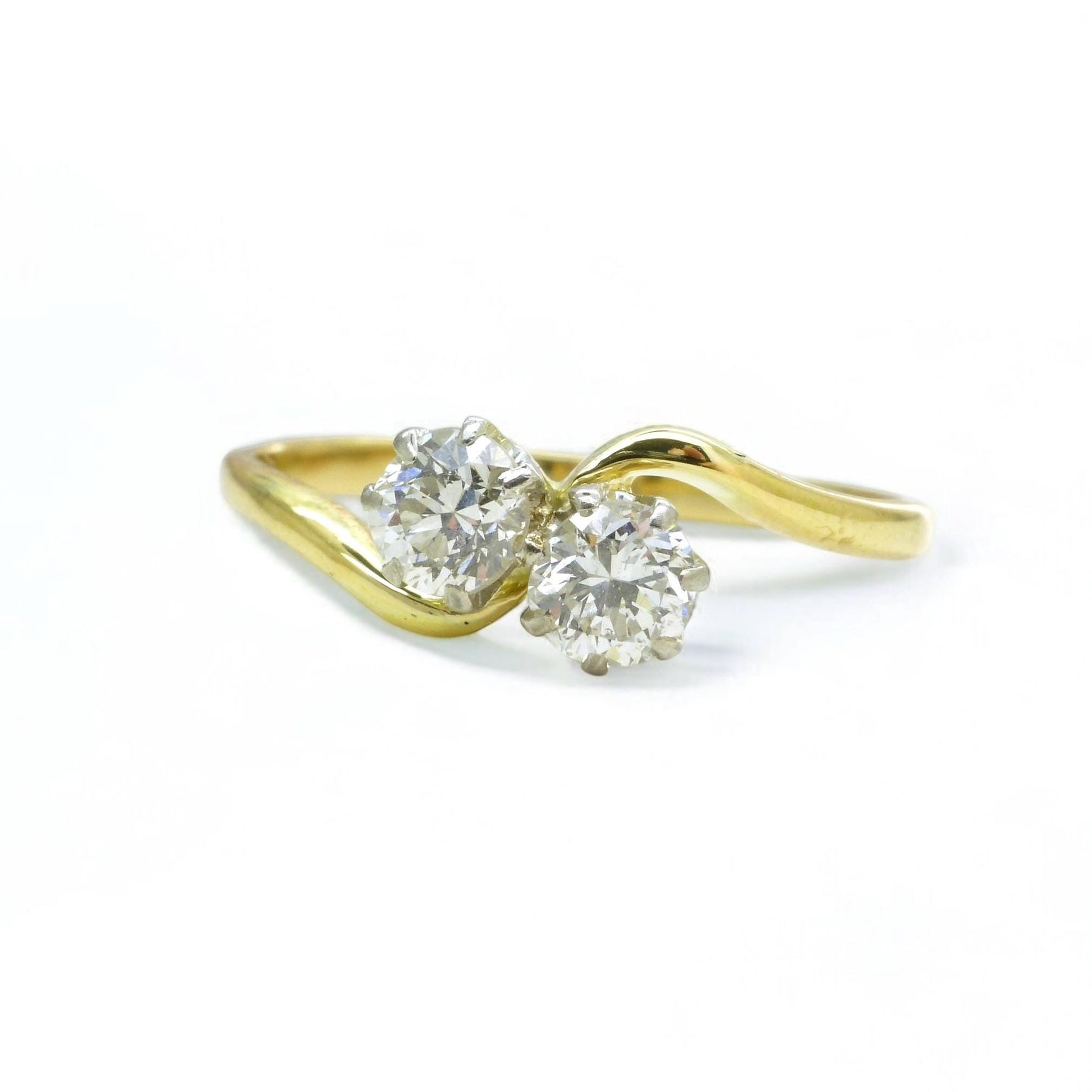 Antique Edwardian 18ct Platinum Two stone natural diamond ring 1910-1920s ~ Moi et Toi ~ 0.50ct ~ Wedding anniversary