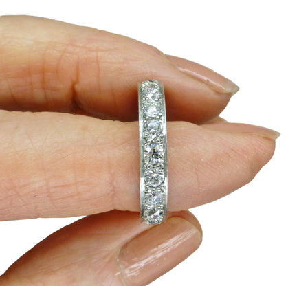 Art Deco old cut Diamond full hoop, engraved eternity wedding band 1.60ct - 1920's