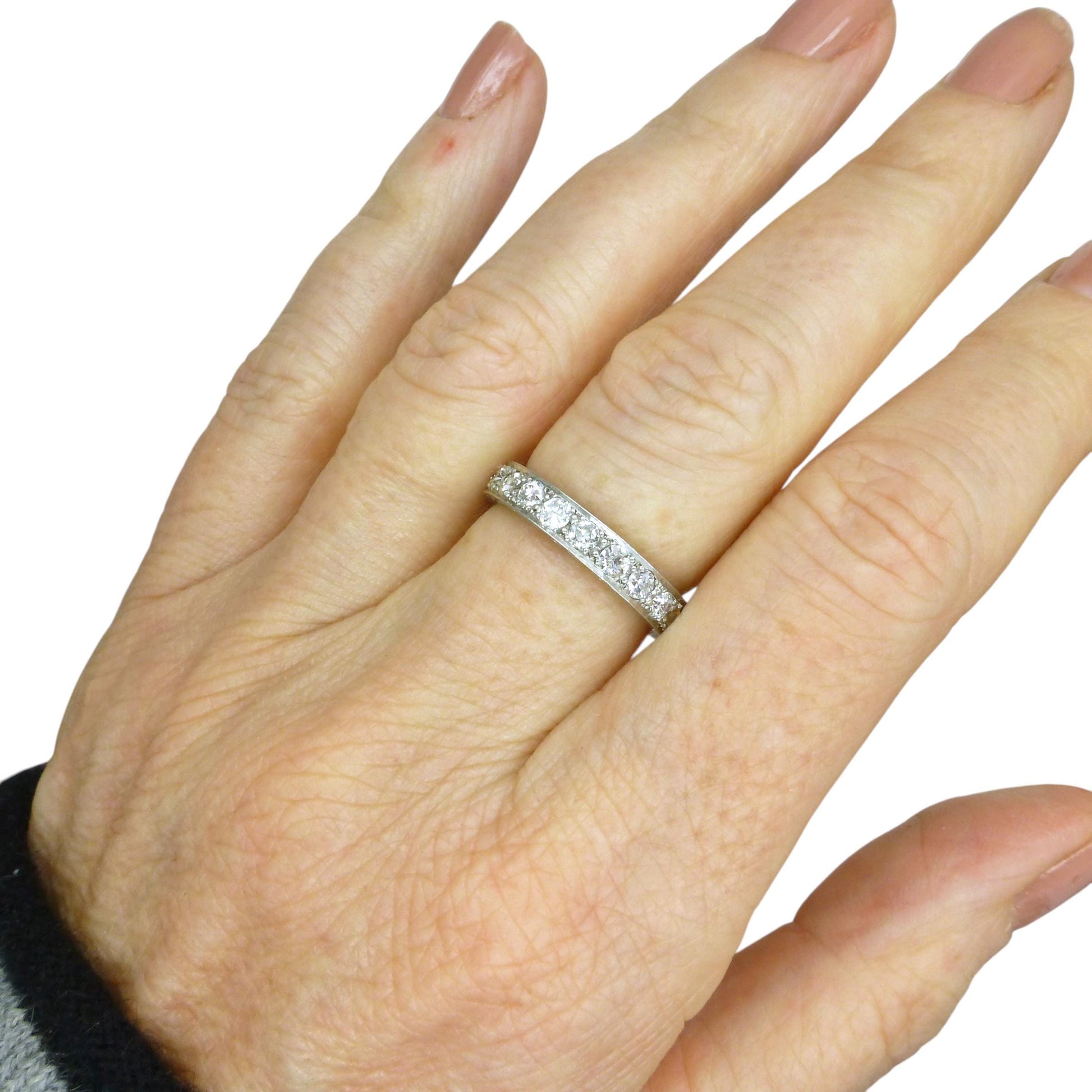 Art Deco old cut Diamond full hoop, engraved eternity wedding band 1.60ct - 1920's