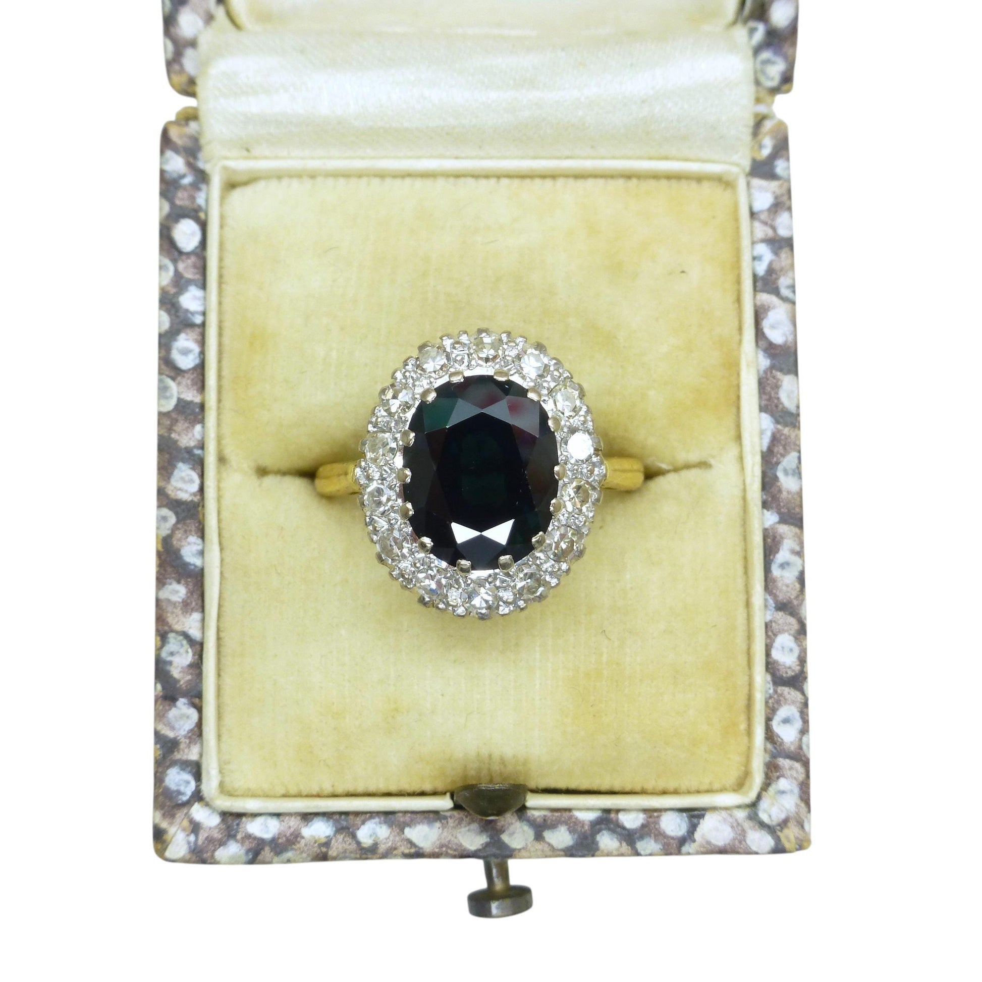 Vintage 3.15ct sapphire and diamond 18ct gold oval cluster ring ~ Princess of Wales ring
