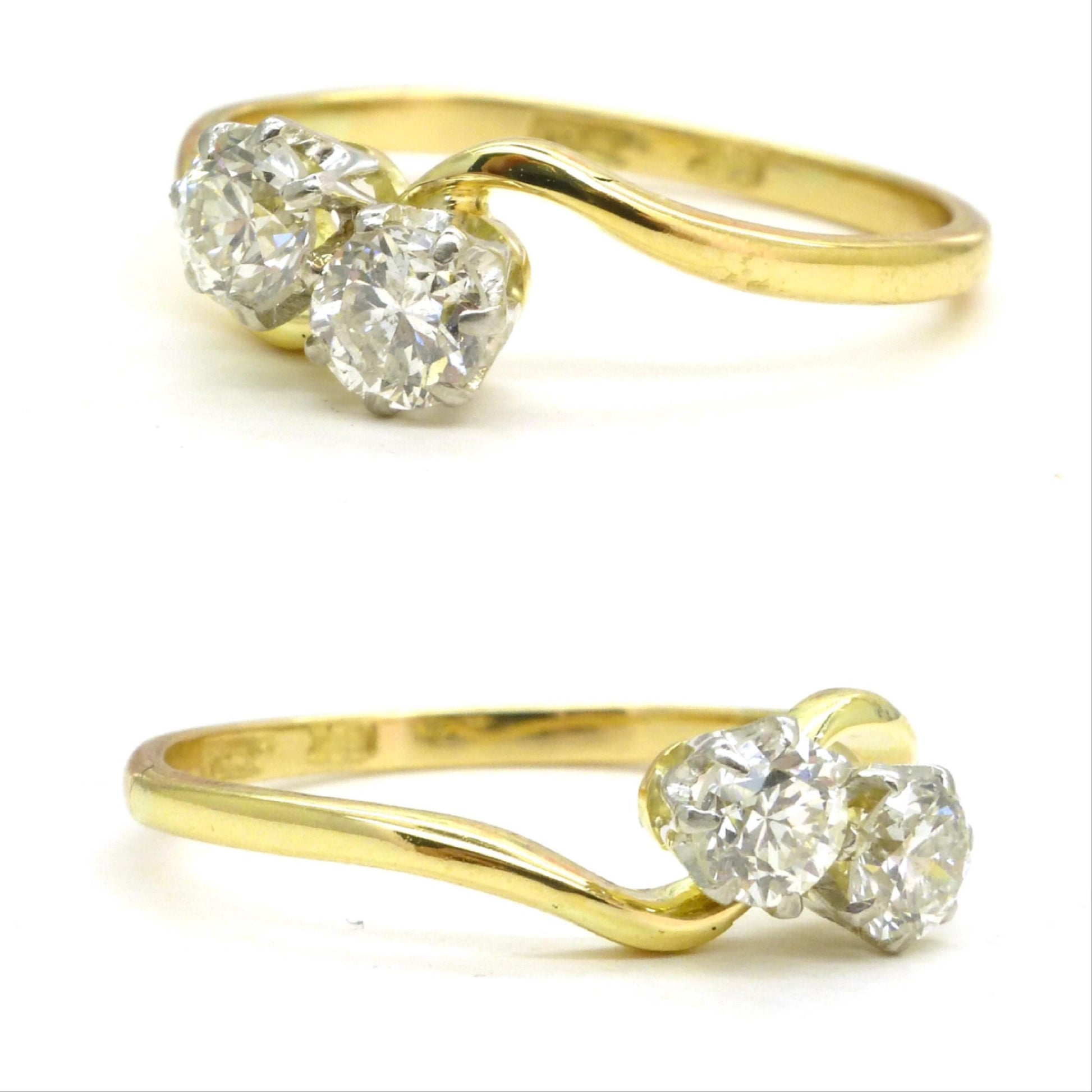 Antique Edwardian 18ct Platinum Two stone natural diamond ring 1910-1920s ~ Moi et Toi ~ 0.50ct ~ Wedding anniversary