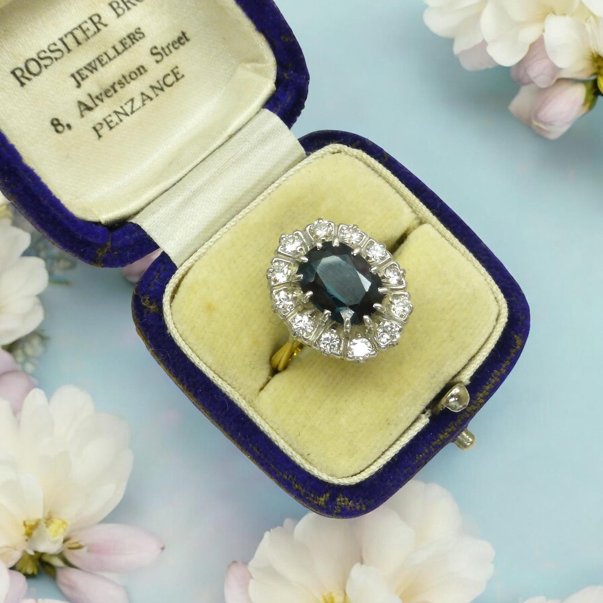 Vintage 18ct sapphire & diamond oval cluster ring - Iconic Princess of Wales ring