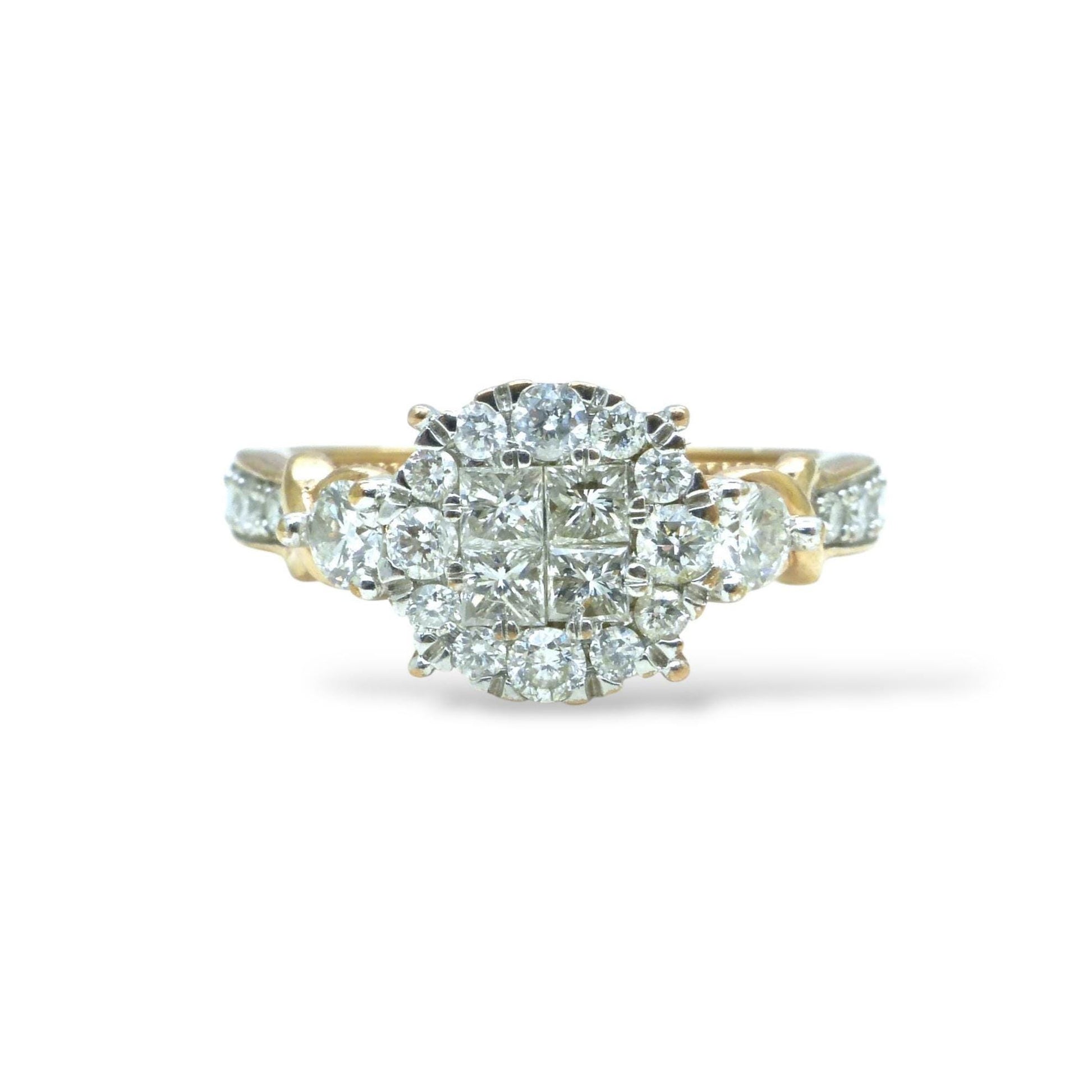 Vintage 9ct rose gold Diamond cluster engagement ring 0.66ct ~ Small size I 1/2 / 4.5
