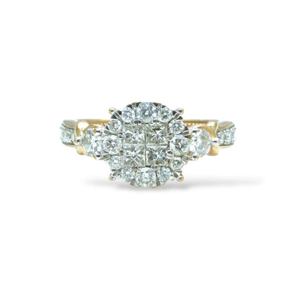Vintage 9ct rose gold Diamond cluster engagement ring 0.66ct ~ Small size I 1/2 / 4.5