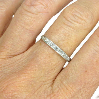 Art Deco platinum Diamond full eternity wedding band 1920's ~ size O / 7